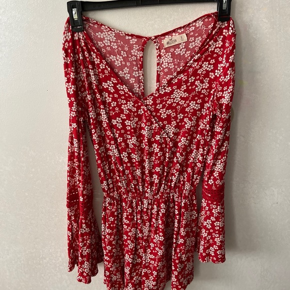 Hollister Pants & Jumpsuits Hollister Red Floral Romper Poshmark